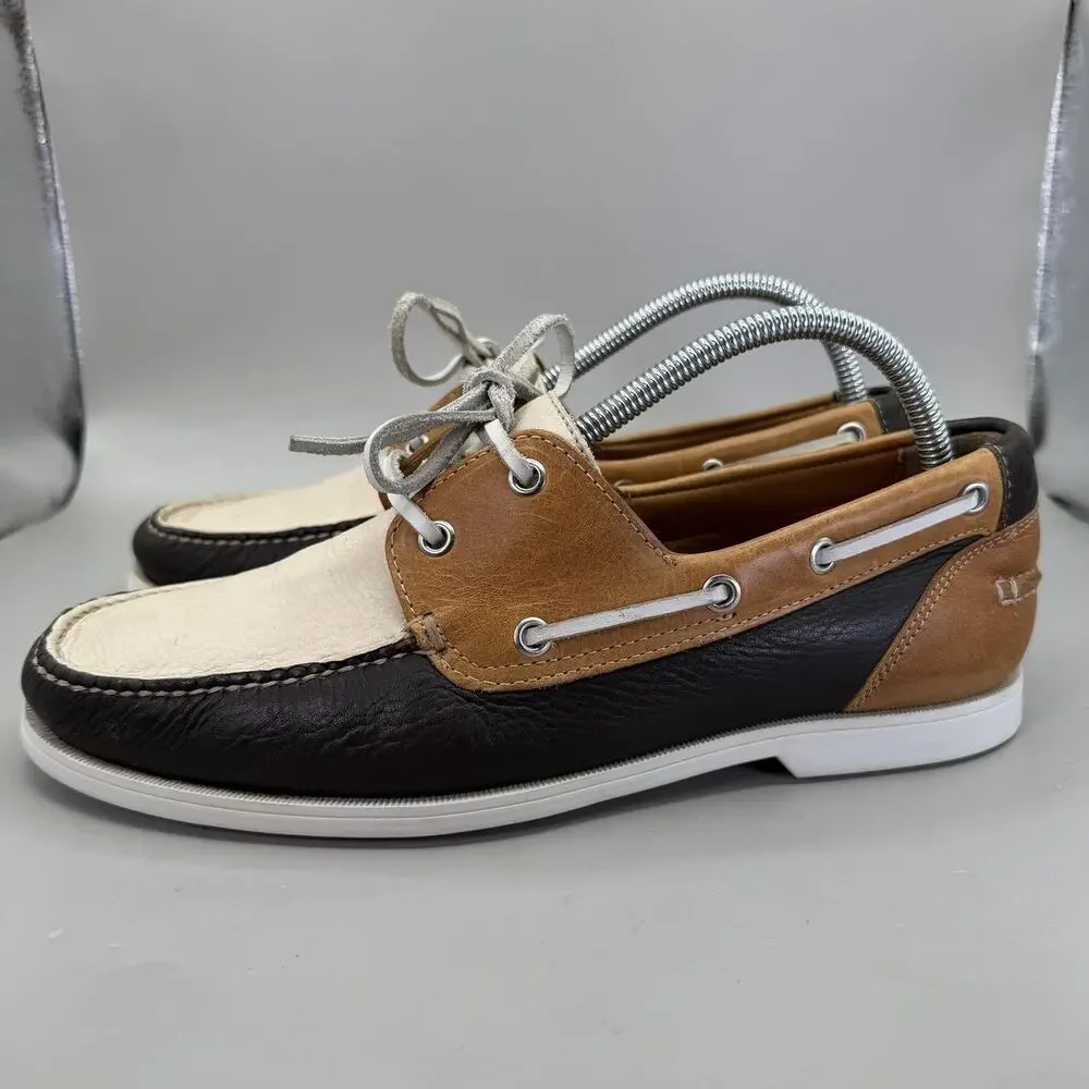Cole Haan NikeAir Boat Shoes Mens Size 9 Brown Tan White Casual Leather C06340